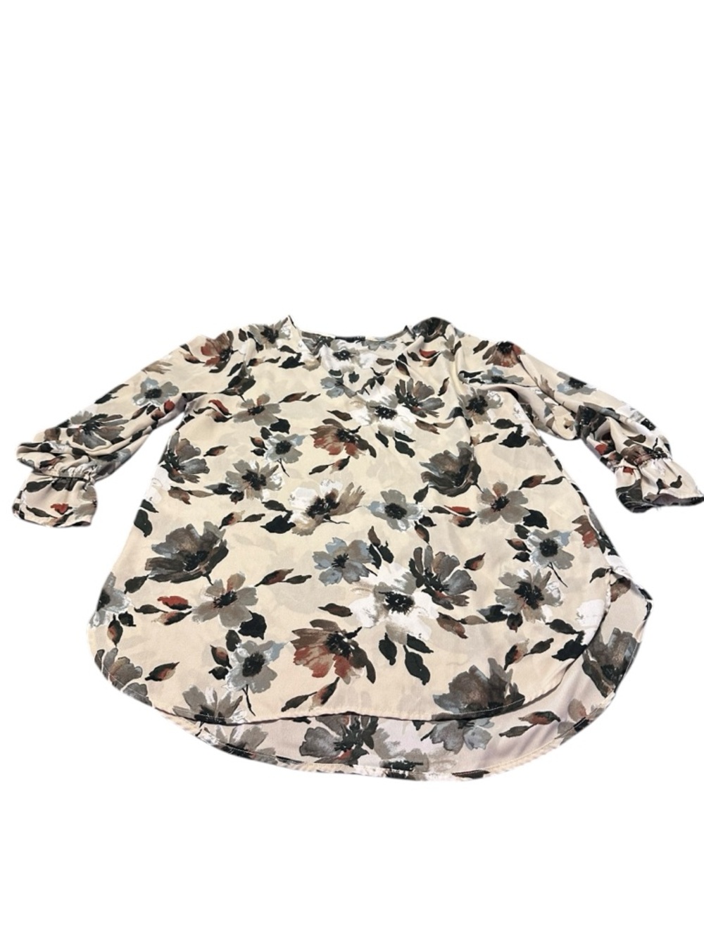 West Kei Floral Peasant Blouse in Cream, Black & Brown